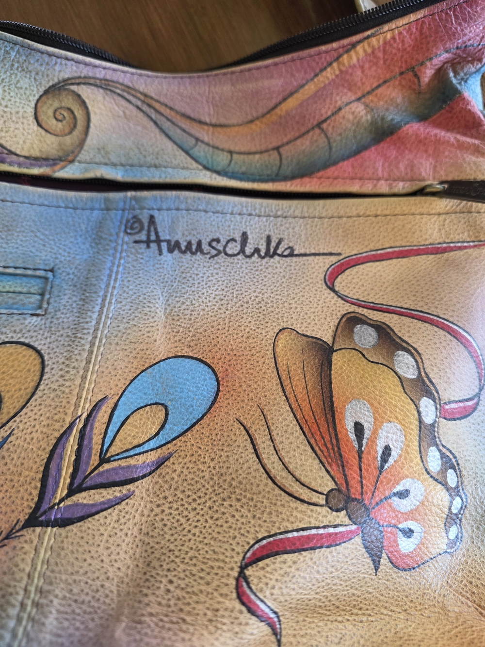 Anuschka Hand-Painted Leather Shoulder Bag